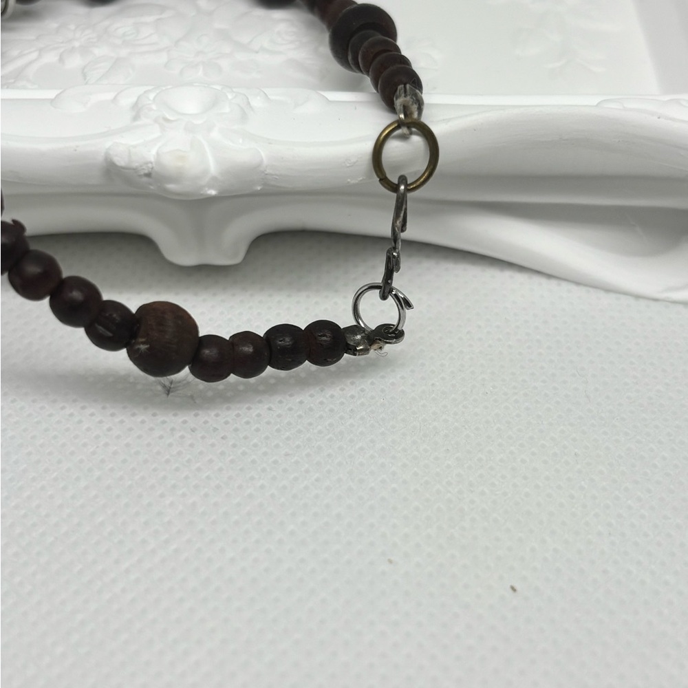 Upcycled Vintage wooden Beaded Tiger’s Eye Bracelet - Picture 3 of 4